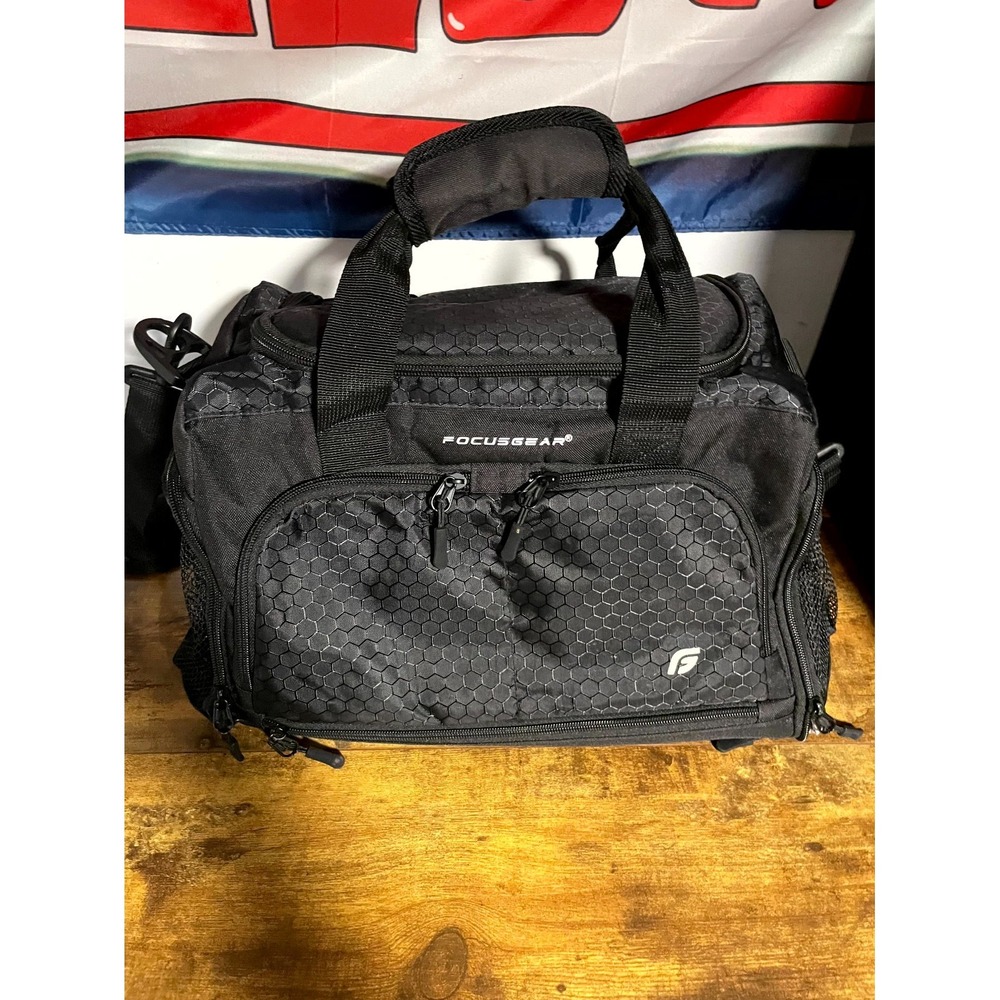 FocusGear Ultimate Gym Bag Mens Black Adjustable Shoulder Strap Duffel Bag